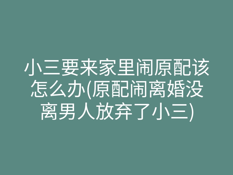 小三要来家里闹原配该怎么办(原配闹离婚没离男人放弃了小三)