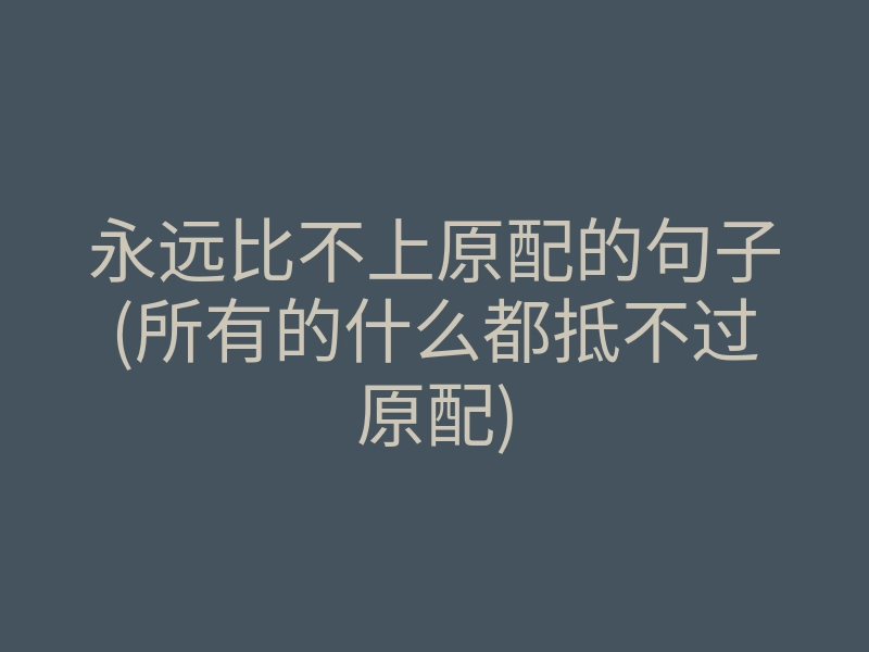 永远比不上原配的句子(所有的什么都抵不过原配)