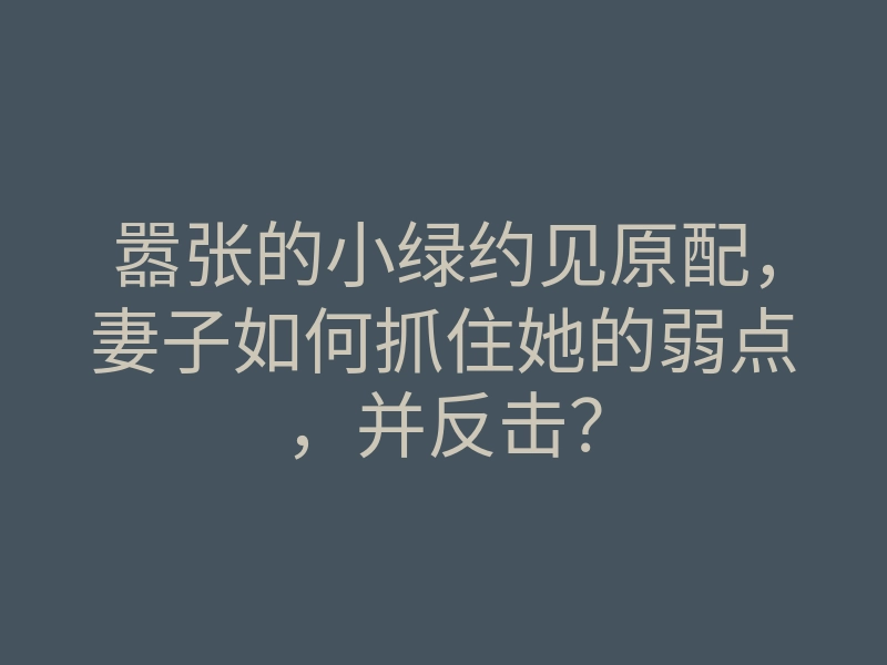 嚣张的小绿约见原配,妻子如何抓住她的弱点,并反击?