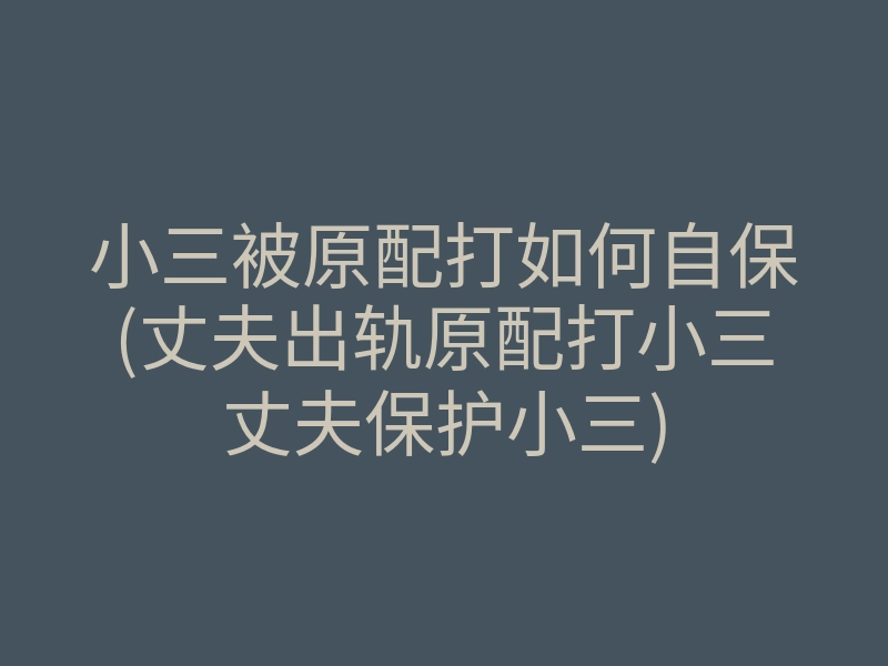小三被原配打如何自保(丈夫出轨原配打小三丈夫保护小三)