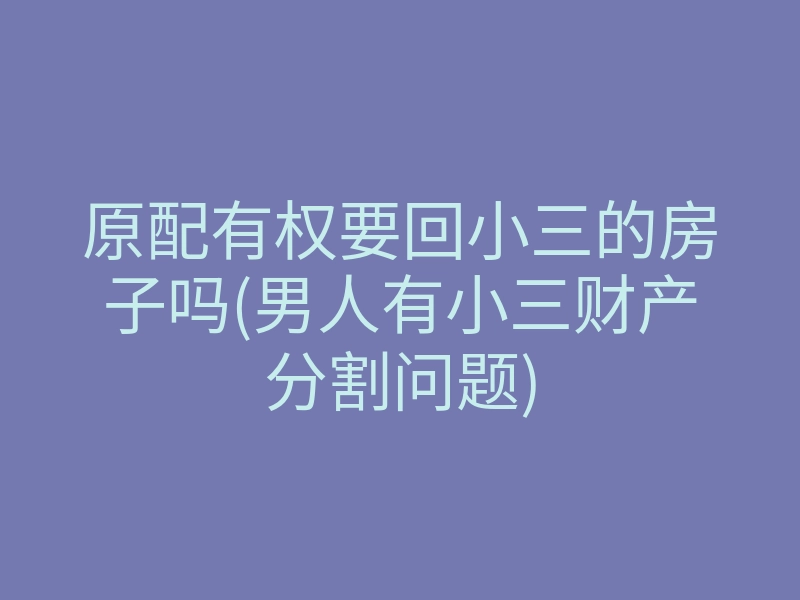 原配有权要回小三的房子吗(男人有小三财产分割问题)