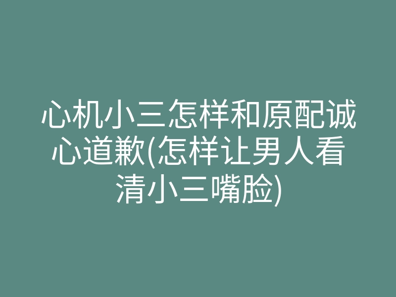 心机小三怎样和原配诚心道歉(怎样让男人看清小三嘴脸)