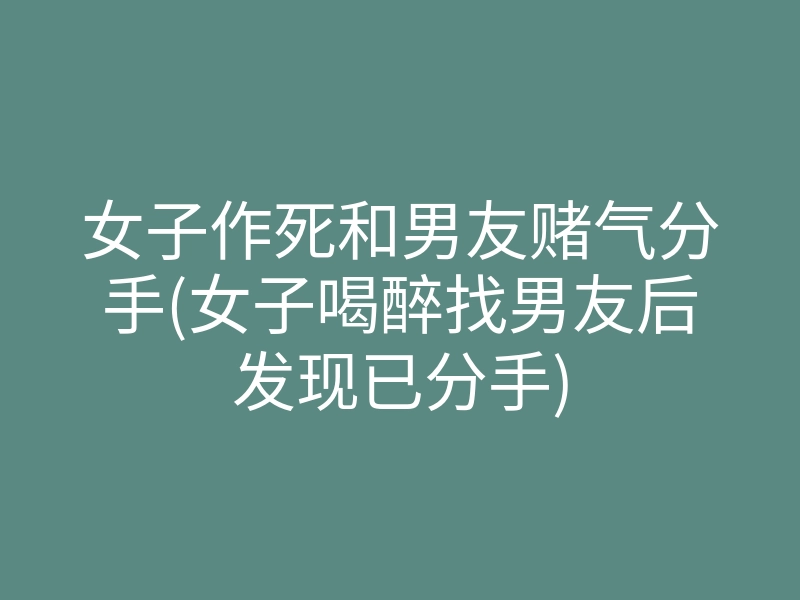 女子作死和男友赌气分手(女子喝醉找男友后发现已分手)