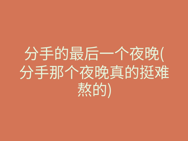 分手的最后一个夜晚(分手那个夜晚真的挺难熬的)