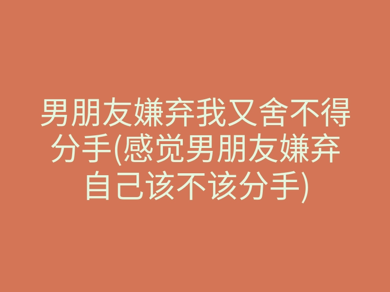 男朋友嫌弃我又舍不得分手(感觉男朋友嫌弃自己该不该分手)