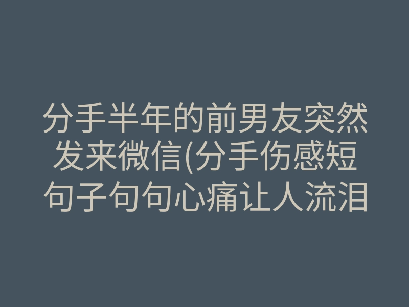 分手半年的前男友突然发来微信(分手伤感短句子句句心痛让人流泪)