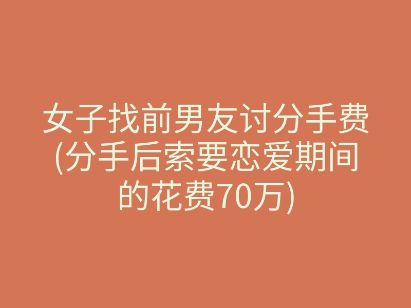 女子找前男友讨分手费(分手后索要恋爱期间的花费70万)