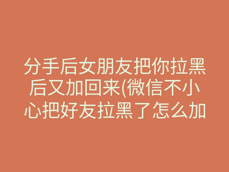 分手后女朋友把你拉黑后又加回来(微信不小心把好友拉黑了怎么加回)