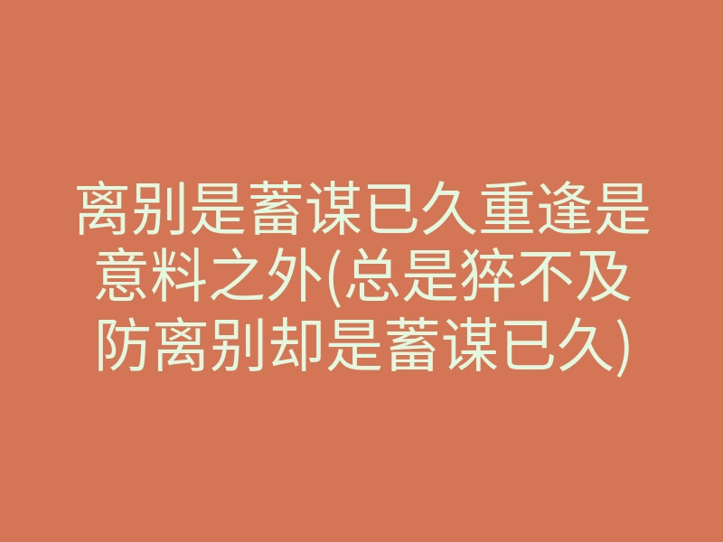 离别是蓄谋已久重逢是意料之外(总是猝不及防离别却是蓄谋已久)