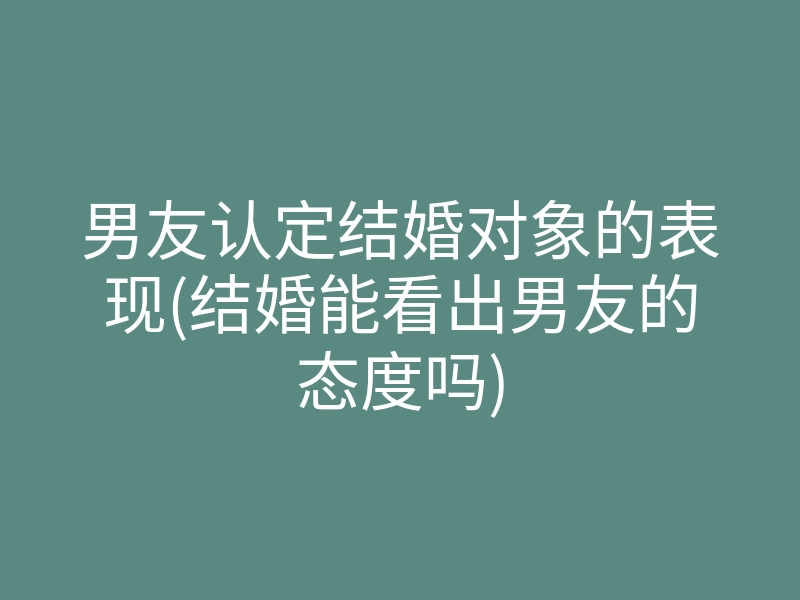 男友认定结婚对象的表现(结婚能看出男友的态度吗)