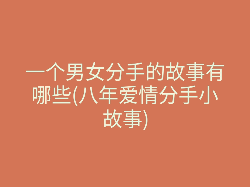 一个男女分手的故事有哪些(八年爱情分手小故事)
