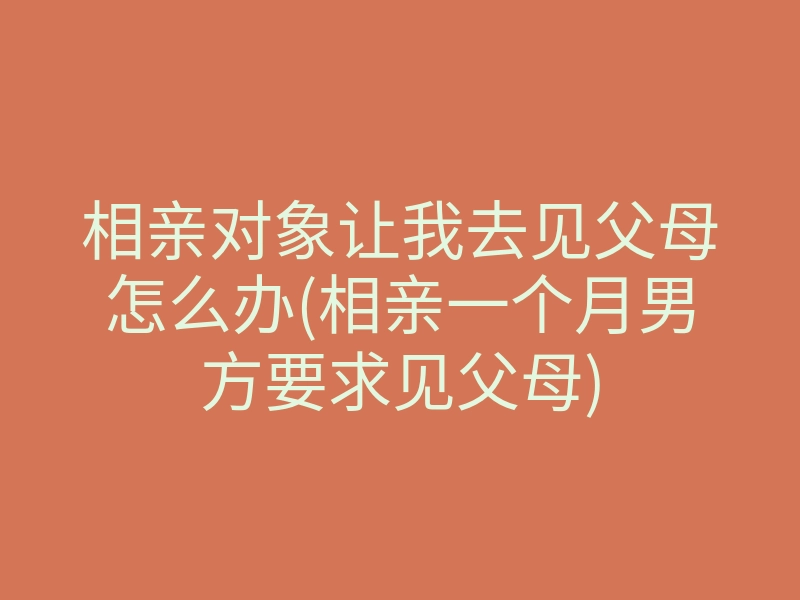 相亲对象让我去见父母怎么办(相亲一个月男方要求见父母)