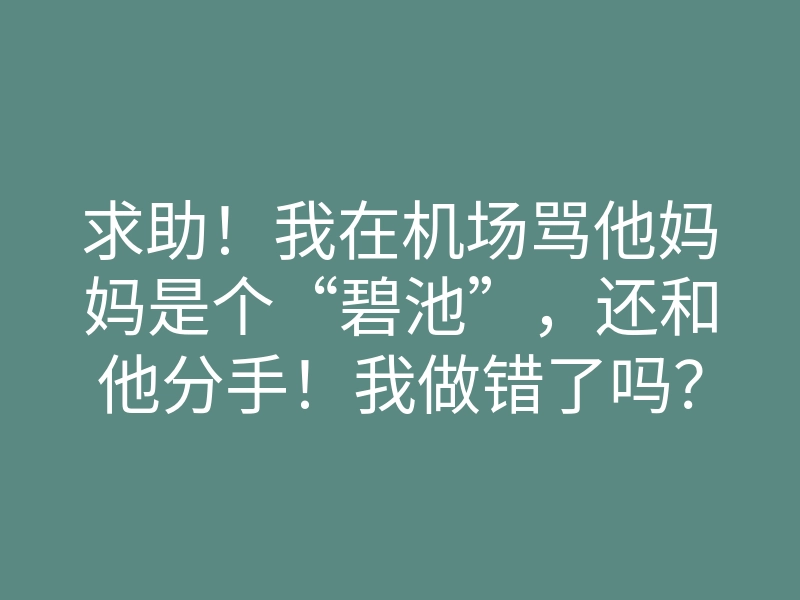 求助!我在机场骂他妈妈是个“碧池”,还和他分手!我做错了吗?