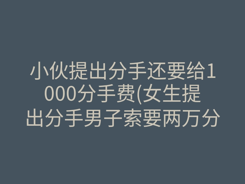 小伙提出分手还要给1000分手费(女生提出分手男子索要两万分手费)