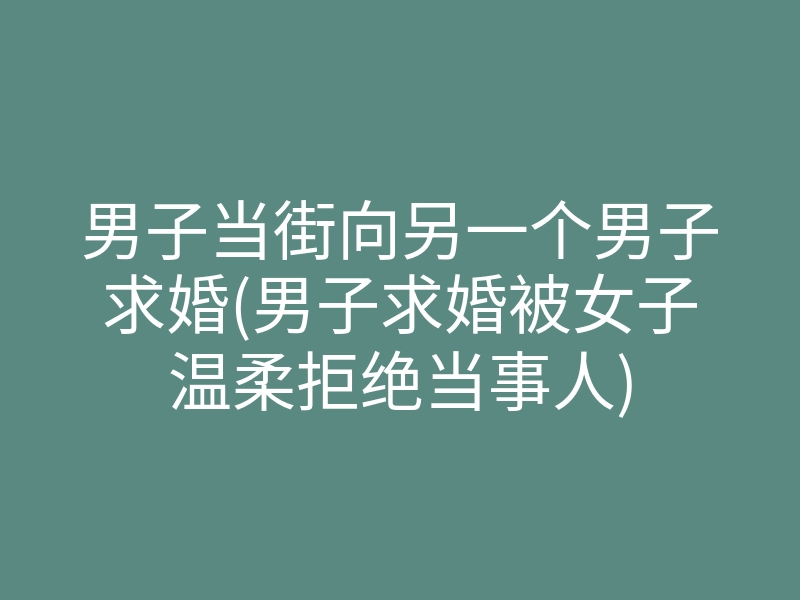 男子当街向另一个男子求婚(男子求婚被女子温柔拒绝当事人)