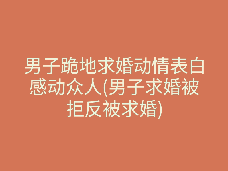 男子跪地求婚动情表白感动众人(男子求婚被拒反被求婚)