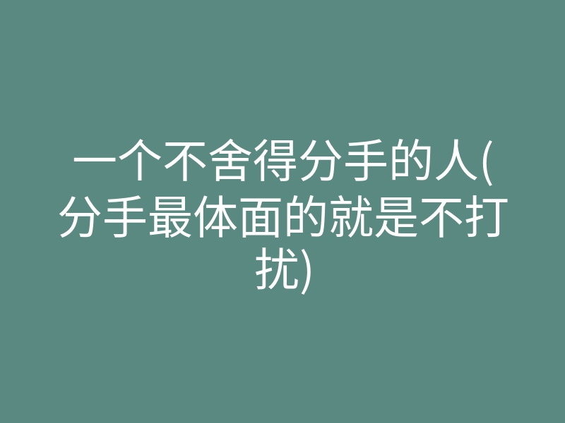 一个不舍得分手的人(分手最体面的就是不打扰)