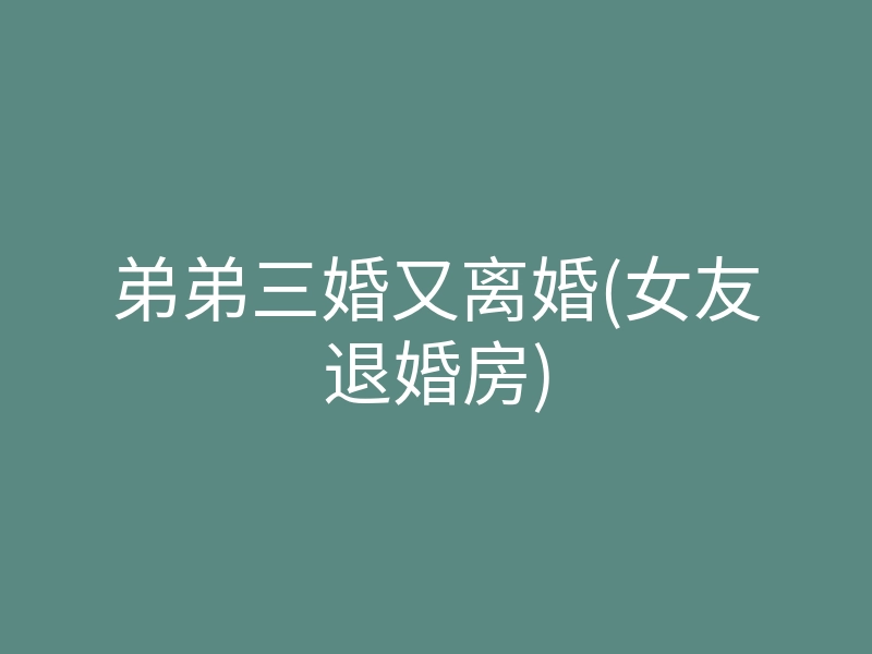 弟弟三婚又离婚(女友退婚房)