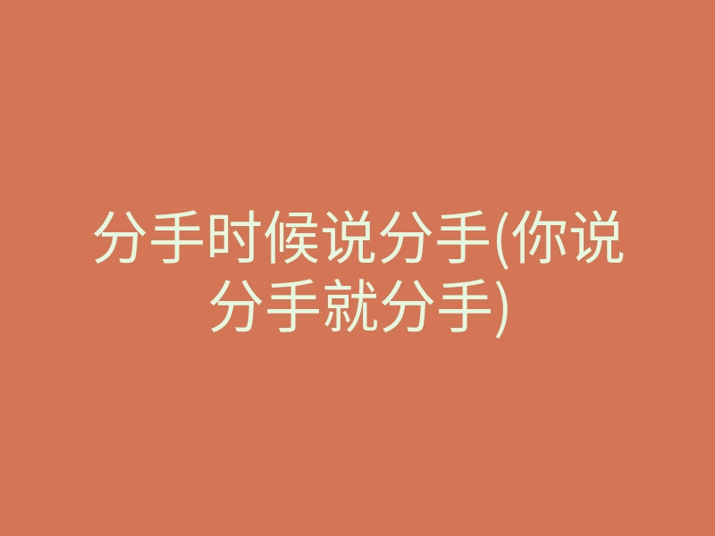 分手时候说分手(你说分手就分手)