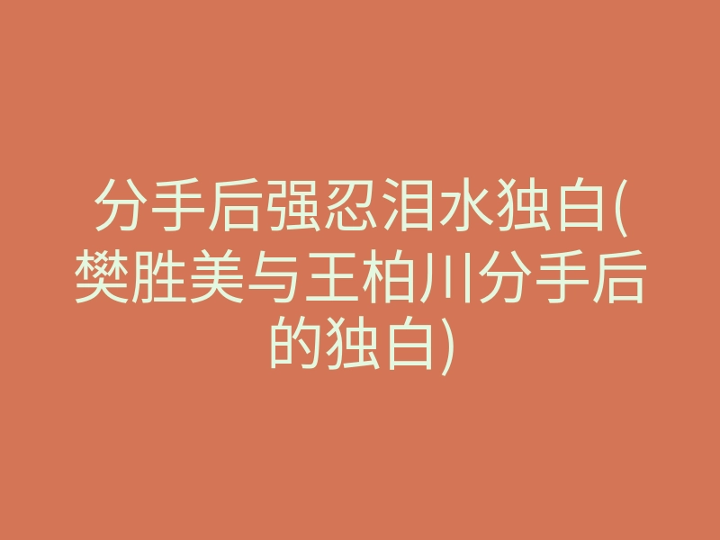 分手后强忍泪水独白(樊胜美与王柏川分手后的独白)