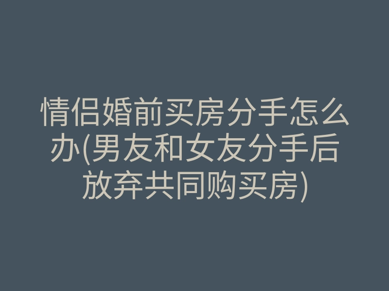 情侣婚前买房分手怎么办(男友和女友分手后放弃共同购买房)
