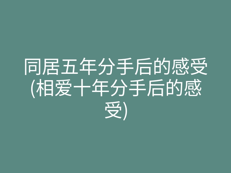 同居五年分手后的感受(相爱十年分手后的感受)