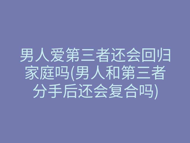 男人爱第三者还会回归家庭吗(男人和第三者分手后还会复合吗)
