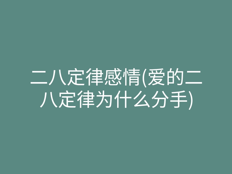 二八定律感情(爱的二八定律为什么分手)