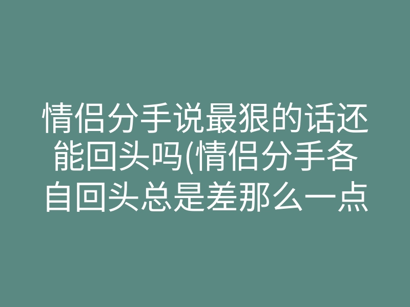 情侣分手说最狠的话还能回头吗(情侣分手各自回头总是差那么一点)