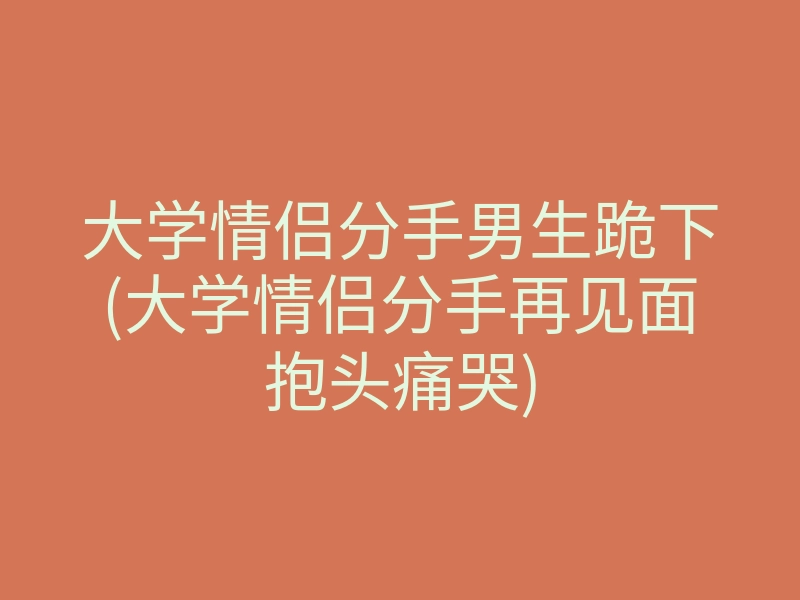 大学情侣分手男生跪下(大学情侣分手再见面抱头痛哭)