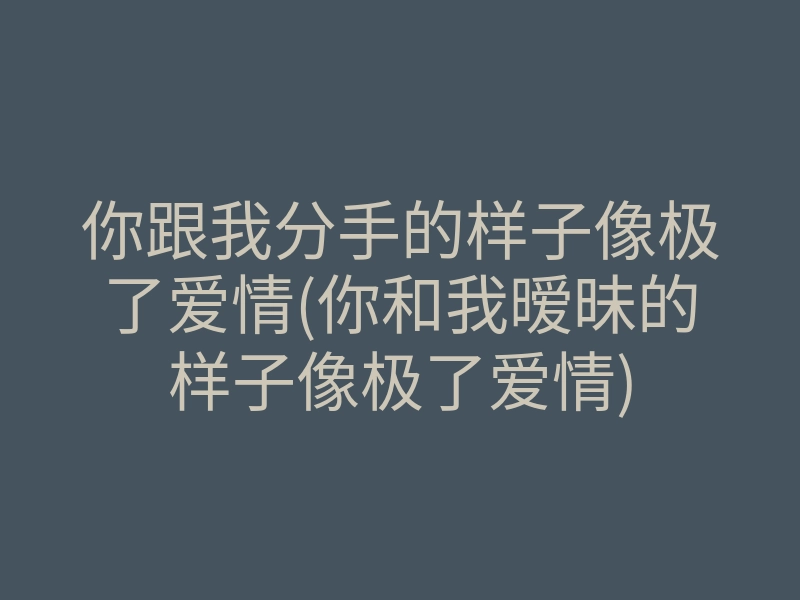 你跟我分手的样子像极了爱情(你和我暧昧的样子像极了爱情)