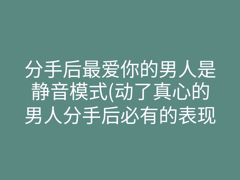 分手后最爱你的男人是静音模式(动了真心的男人分手后必有的表现)