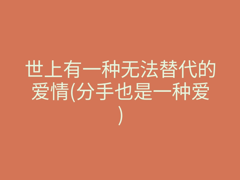 世上有一种无法替代的爱情(分手也是一种爱)