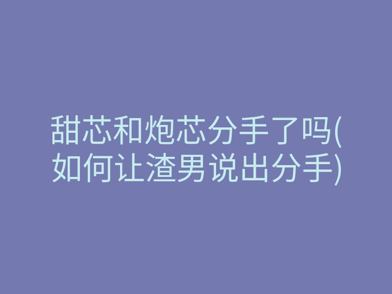 甜芯和炮芯分手了吗(如何让渣男说出分手)