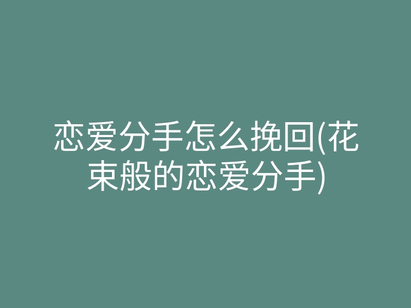 恋爱分手怎么挽回(花束般的恋爱分手)