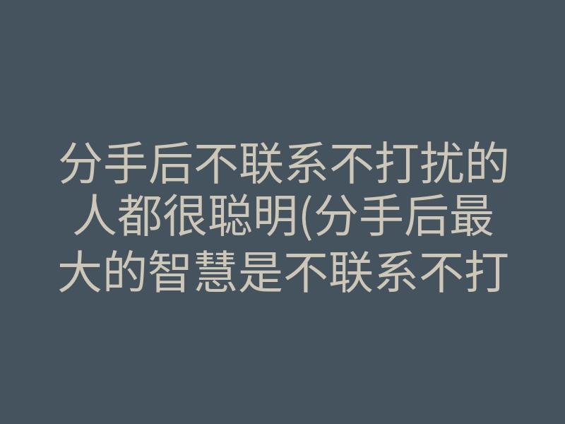 分手后不联系不打扰的人都很聪明(分手后最大的智慧是不联系不打扰)