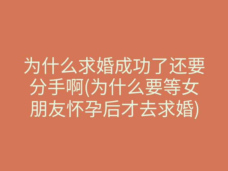 为什么求婚成功了还要分手啊(为什么要等女朋友怀孕后才去求婚)