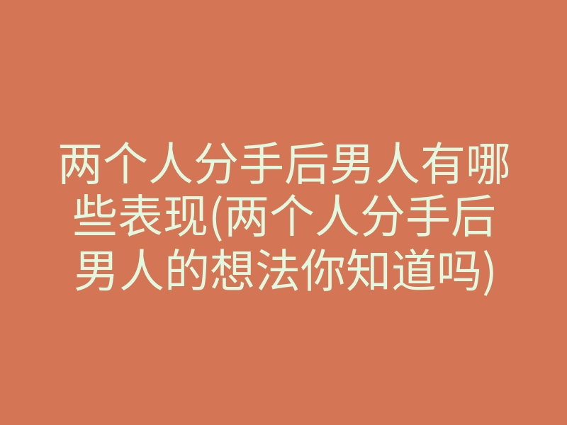 两个人分手后男人有哪些表现(两个人分手后男人的想法你知道吗)