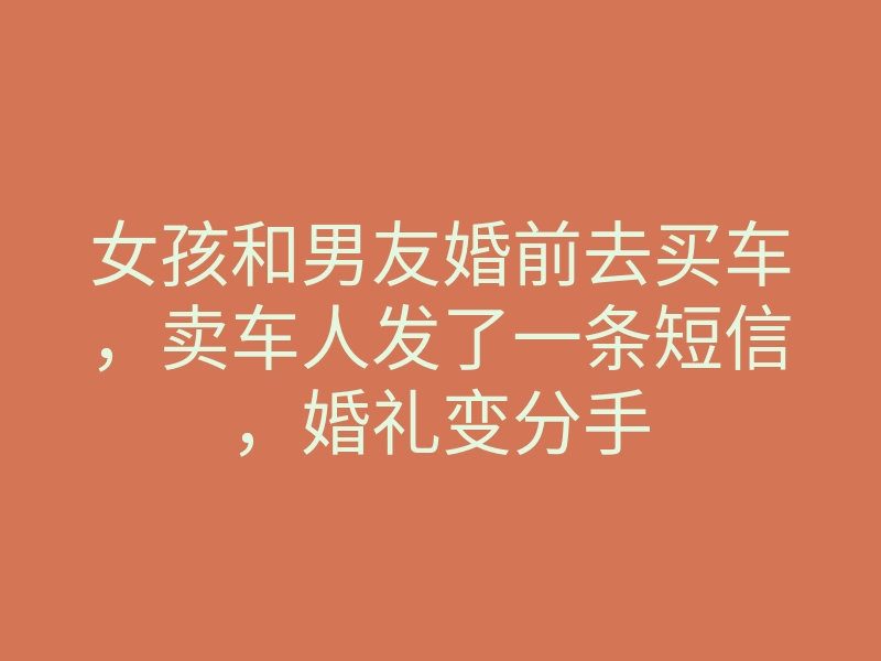 女孩和男友婚前去买车，卖车人发了一条短信，婚礼变分手