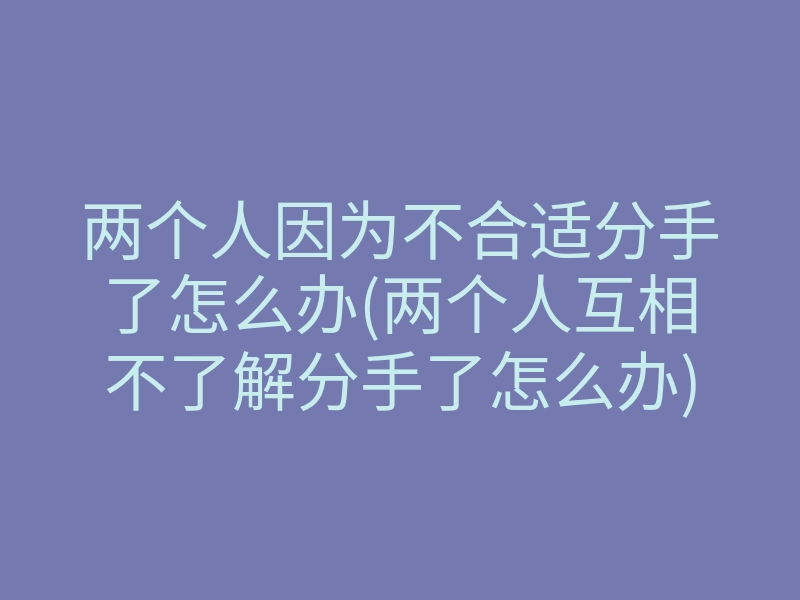 两个人因为不合适分手了怎么办(两个人互相不了解分手了怎么办)