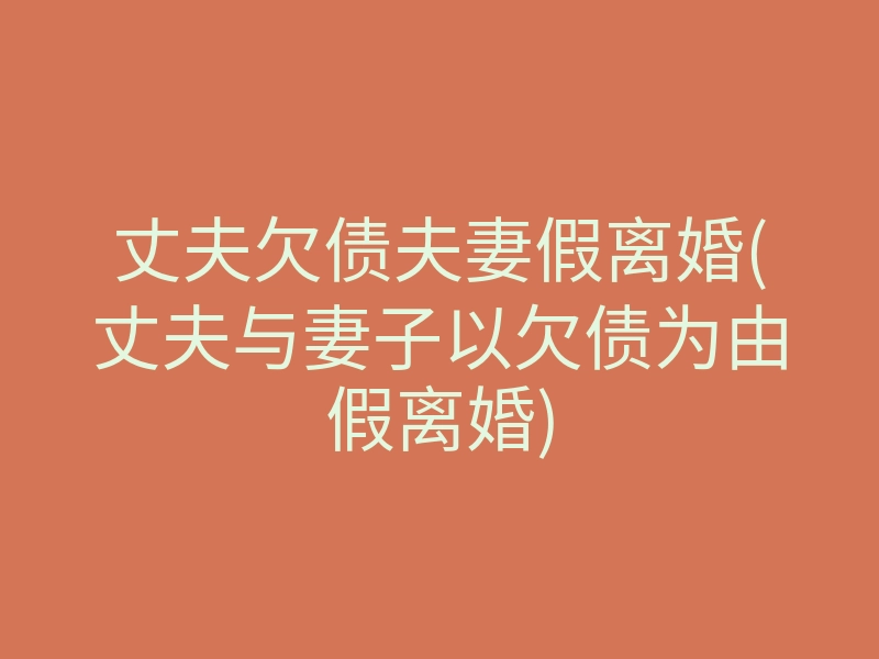 丈夫欠债夫妻假离婚(丈夫与妻子以欠债为由假离婚)