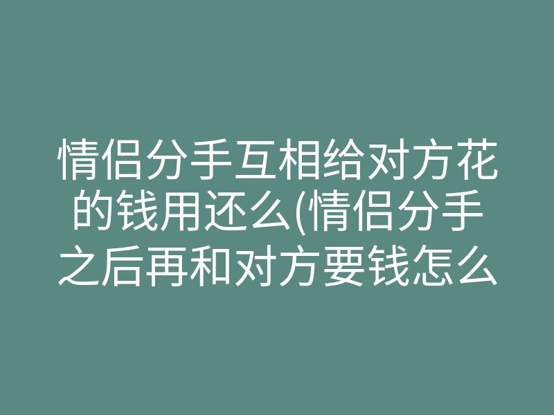 情侣分手互相给对方花的钱用还么(情侣分手之后再和对方要钱怎么办)