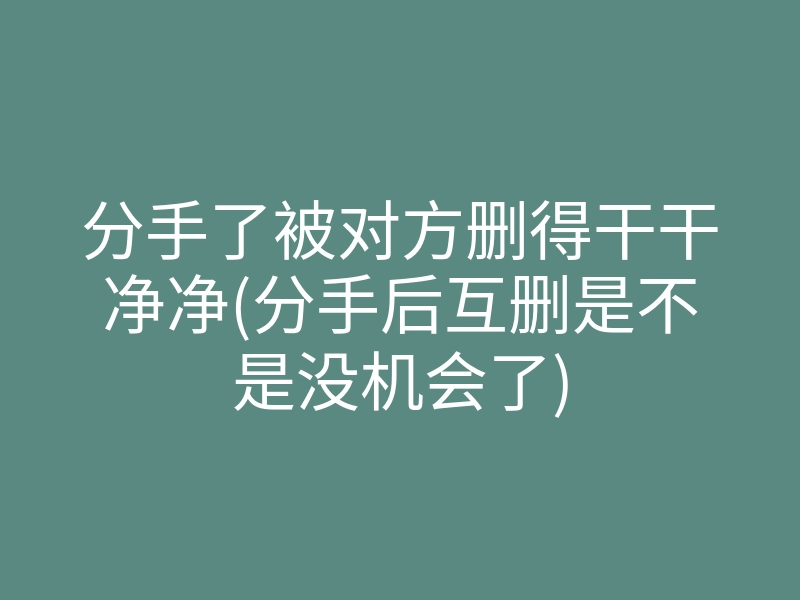 分手了被对方删得干干净净(分手后互删是不是没机会了)