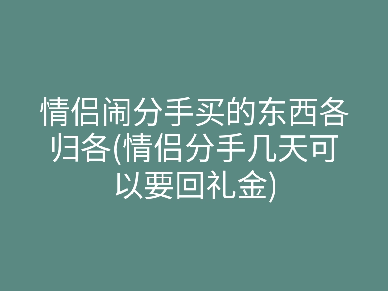 情侣闹分手买的东西各归各(情侣分手几天可以要回礼金)