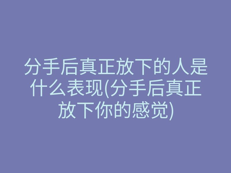 分手后真正放下的人是什么表现(分手后真正放下你的感觉)