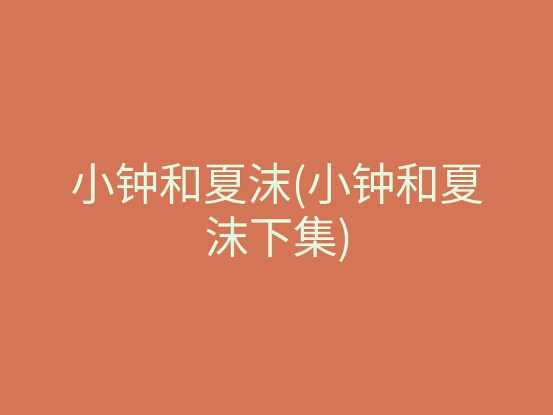 小钟和夏沫(小钟和夏沫下集)