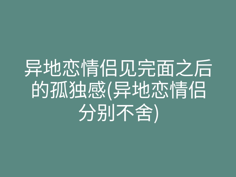 异地恋情侣见完面之后的孤独感(异地恋情侣分别不舍)