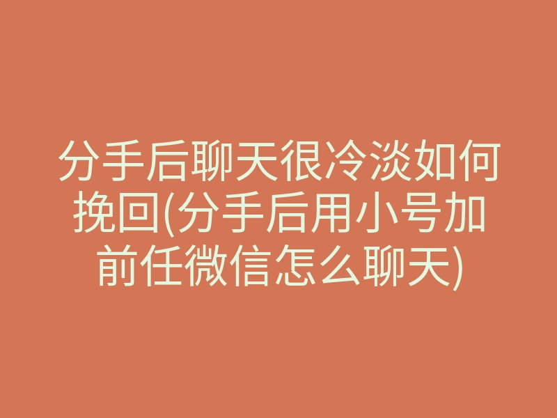 分手后聊天很冷淡如何挽回(分手后用小号加前任微信怎么聊天)