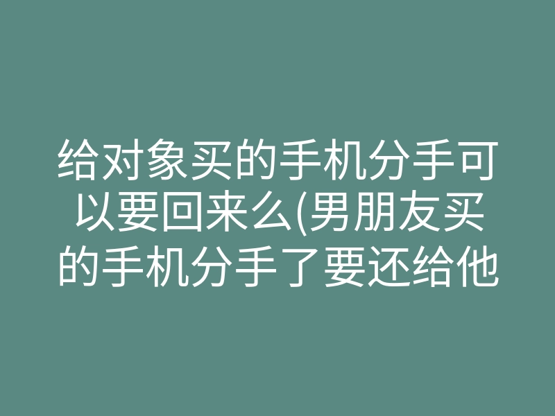给对象买的手机分手可以要回来么(男朋友买的手机分手了要还给他吗)