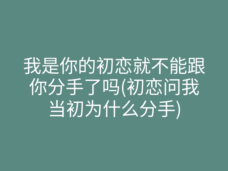 我是你的初恋就不能跟你分手了吗(初恋问我当初为什么分手)